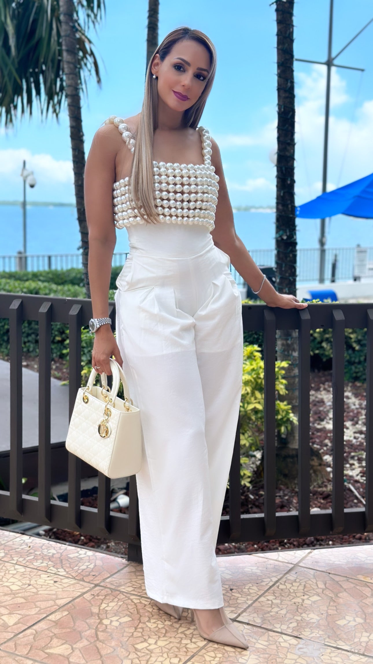Marshmallow high-waisted loose pants