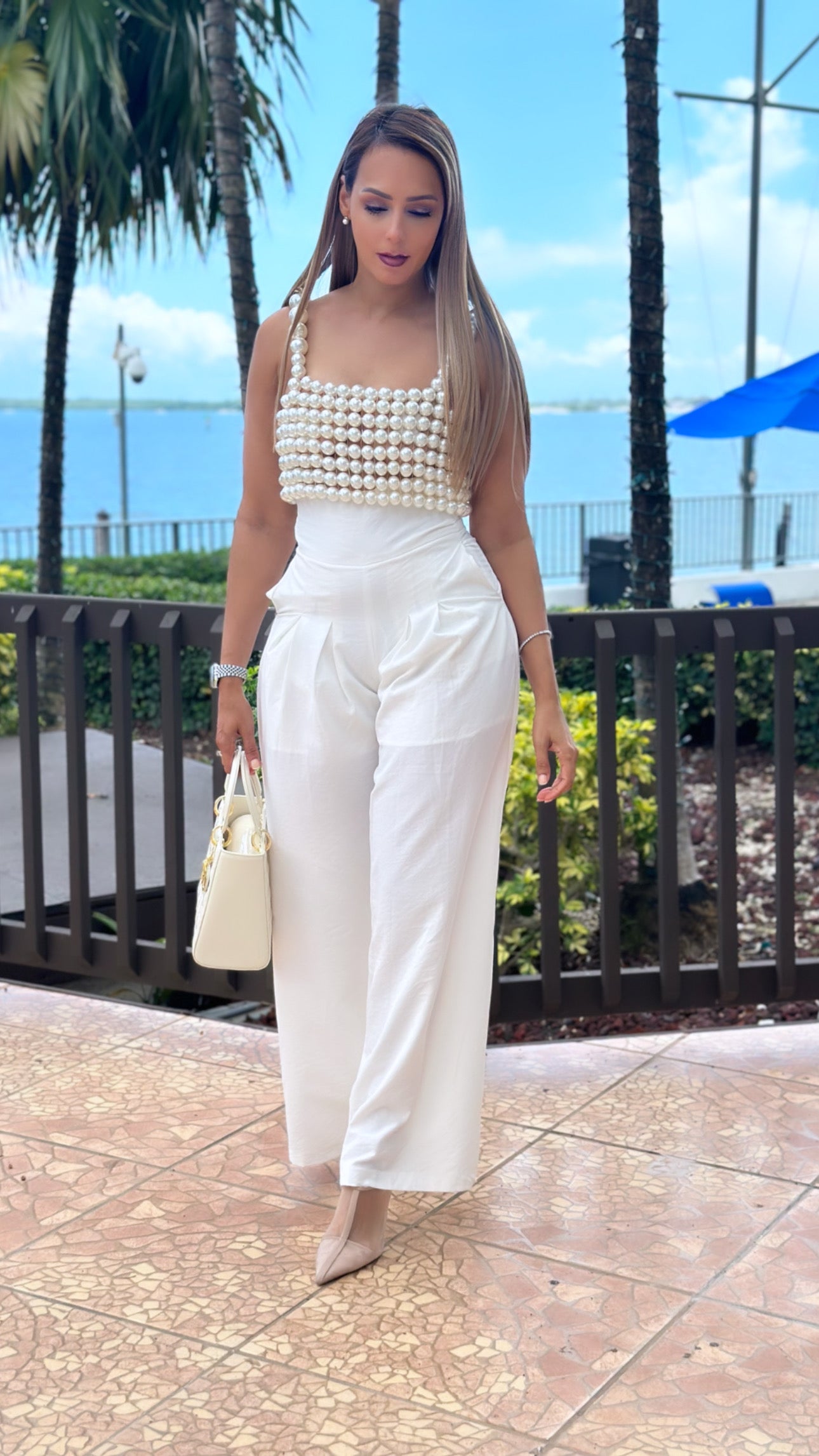 Marshmallow high-waisted loose pants